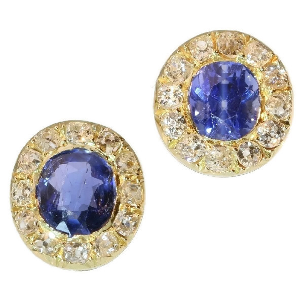 Antique Victorian earstuds diamonds and sapphires